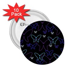 Blue Neon Butterflies 2 25  Buttons (10 Pack)  by Valentinaart