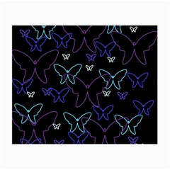 Blue Neon Butterflies Small Glasses Cloth by Valentinaart