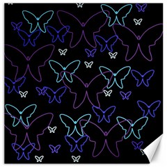 Blue Neon Butterflies Canvas 12  X 12   by Valentinaart