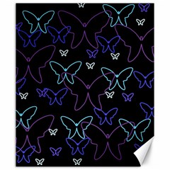 Blue Neon Butterflies Canvas 20  X 24   by Valentinaart