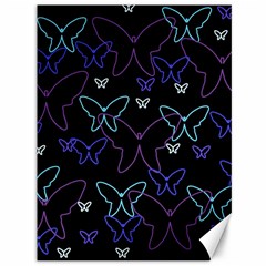 Blue Neon Butterflies Canvas 36  X 48   by Valentinaart