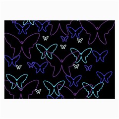 Blue Neon Butterflies Large Glasses Cloth by Valentinaart