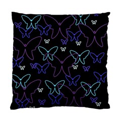 Blue Neon Butterflies Standard Cushion Case (one Side) by Valentinaart