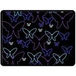 Blue neon butterflies Fleece Blanket (Large)  80 x60  Blanket Front