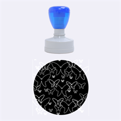 Blue Neon Butterflies Rubber Round Stamps (medium) by Valentinaart