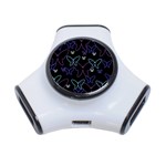 Blue neon butterflies 3-Port USB Hub Front