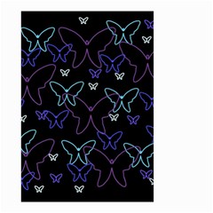 Blue Neon Butterflies Small Garden Flag (two Sides) by Valentinaart