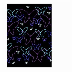 Blue Neon Butterflies Large Garden Flag (two Sides) by Valentinaart