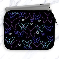 Blue Neon Butterflies Apple Ipad 2/3/4 Zipper Cases by Valentinaart