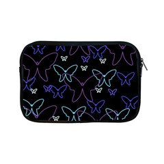 Blue Neon Butterflies Apple Ipad Mini Zipper Cases by Valentinaart