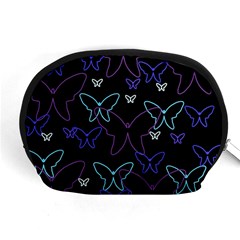 Blue Neon Butterflies Accessory Pouches (medium)  by Valentinaart