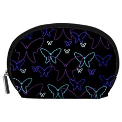 Blue Neon Butterflies Accessory Pouches (large)  by Valentinaart