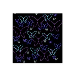 Blue Neon Butterflies Satin Bandana Scarf by Valentinaart