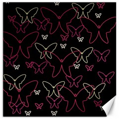 Pink Neon Butterflies Canvas 16  X 16   by Valentinaart