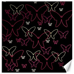 Pink Neon Butterflies Canvas 20  X 20   by Valentinaart