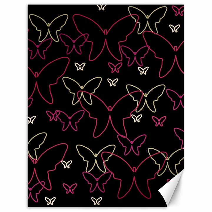 Pink neon butterflies Canvas 18  x 24  