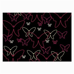 Pink Neon Butterflies Large Glasses Cloth (2-side) by Valentinaart