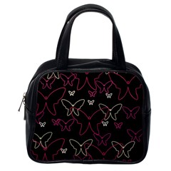 Pink Neon Butterflies Classic Handbags (one Side) by Valentinaart