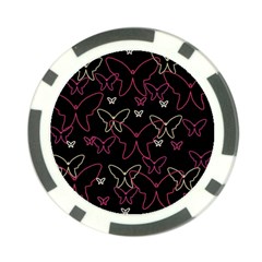 Pink Neon Butterflies Poker Chip Card Guards (10 Pack)  by Valentinaart