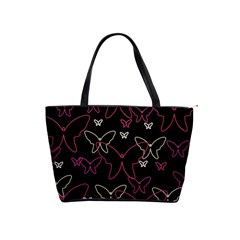 Pink Neon Butterflies Shoulder Handbags by Valentinaart