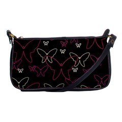 Pink Neon Butterflies Shoulder Clutch Bags by Valentinaart