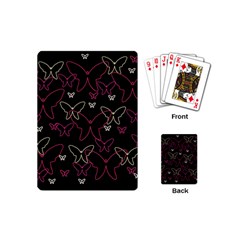 Pink Neon Butterflies Playing Cards (mini)  by Valentinaart