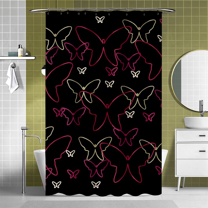 Pink neon butterflies Shower Curtain 48  x 72  (Small) 