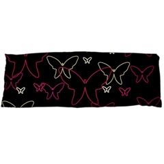 Pink Neon Butterflies Body Pillow Case (dakimakura) by Valentinaart