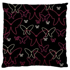 Pink Neon Butterflies Large Cushion Case (one Side) by Valentinaart