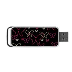 Pink Neon Butterflies Portable Usb Flash (one Side) by Valentinaart