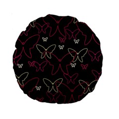 Pink Neon Butterflies Standard 15  Premium Round Cushions by Valentinaart