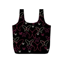 Pink Neon Butterflies Full Print Recycle Bags (s)  by Valentinaart