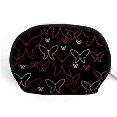 Pink Neon Butterflies Accessory Pouches (medium)  by Valentinaart