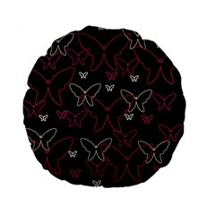 Pink Neon Butterflies Standard 15  Premium Flano Round Cushions by Valentinaart