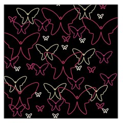 Pink Neon Butterflies Large Satin Scarf (square) by Valentinaart