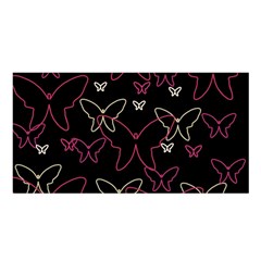 Pink Neon Butterflies Satin Shawl by Valentinaart