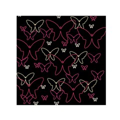 Pink Neon Butterflies Small Satin Scarf (square) by Valentinaart