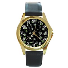 Green Soul  Round Gold Metal Watch by Valentinaart