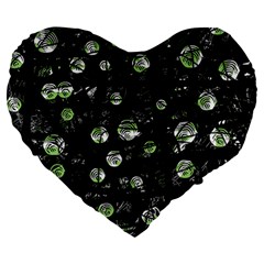 Green Soul  Large 19  Premium Flano Heart Shape Cushions by Valentinaart