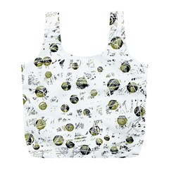 White And Yellow Soul Full Print Recycle Bags (l)  by Valentinaart