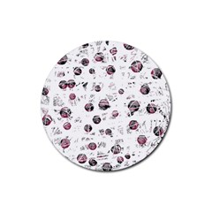 White And Red Soul Rubber Coaster (round)  by Valentinaart