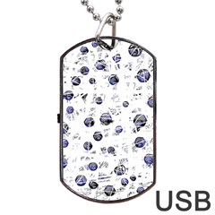 White And Deep Blue Soul Dog Tag Usb Flash (one Side) by Valentinaart