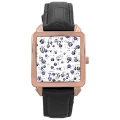 White And Deep Blue Soul Rose Gold Leather Watch  by Valentinaart