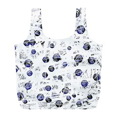 White And Deep Blue Soul Full Print Recycle Bags (l)  by Valentinaart