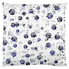 White And Deep Blue Soul Large Flano Cushion Case (one Side) by Valentinaart