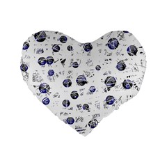 White And Deep Blue Soul Standard 16  Premium Flano Heart Shape Cushions by Valentinaart