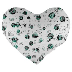 White And Green Soul Large 19  Premium Flano Heart Shape Cushions by Valentinaart