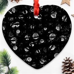 Black And Gray Soul Ornament (heart)  by Valentinaart