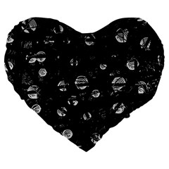 Black And Gray Soul Large 19  Premium Heart Shape Cushions by Valentinaart