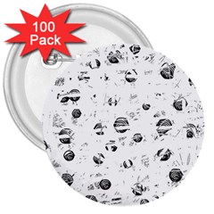 White And Gray Soul 3  Buttons (100 Pack)  by Valentinaart